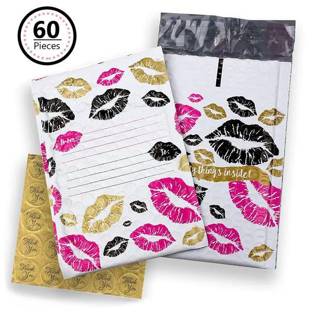 Alt view image 2 of 7 - 4x8 In Pack of 720 Kisses Poly Bubble Address - Labels and 720 ThankYou Stickers