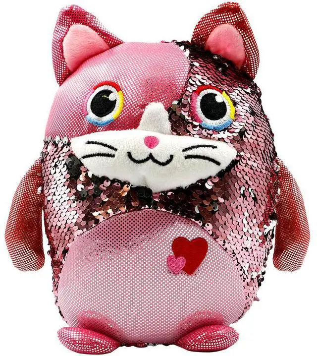 Main image of Large Stuffed Animal Toy Reversible Sequins Cat Doll - 10 inch