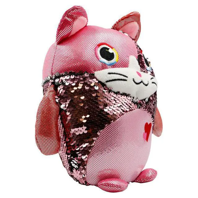 Alt view image 2 of 4 - Large Stuffed Animal Toy Reversible Sequins Cat Doll - 10 inch