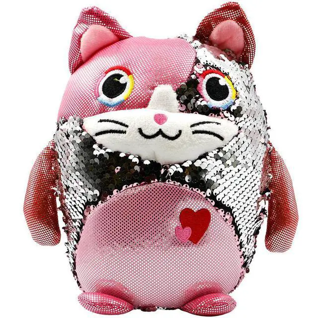 Alt view image 3 of 4 - Large Stuffed Animal Toy Reversible Sequins Cat Doll - 10 inch