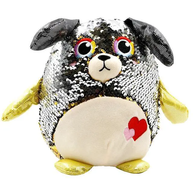 Alt view image 3 of 4 - Large Stuffed Animal Toy Reversible Sequins Dog Doll - 10 inch