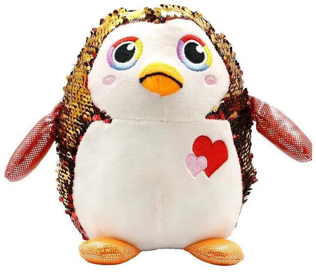 Main image of Large Stuffed Animal Toy Reversible Sequins Penguin Doll - 10 inch