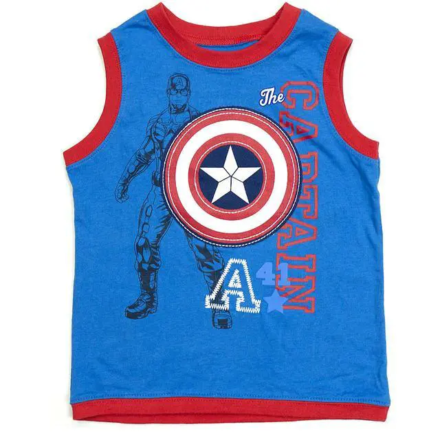Alt view image 2 of 4 - Marvel Toddlers 3pc Tank, T-Shirt, & Shorts Clothing Set, Captain America, 3T