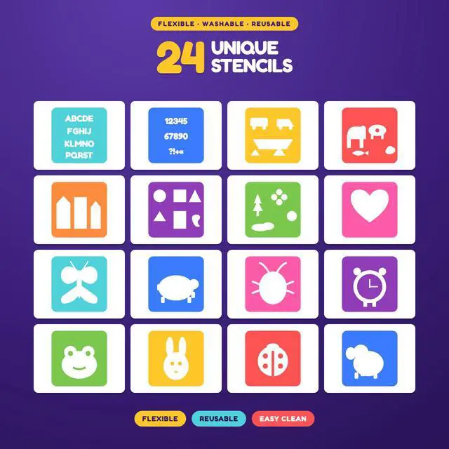 Alt view image 4 of 5 - Kids Stencil Set 24 Stencils Art Drawing Kit w/ Pad Pencils Markers Case BLUE