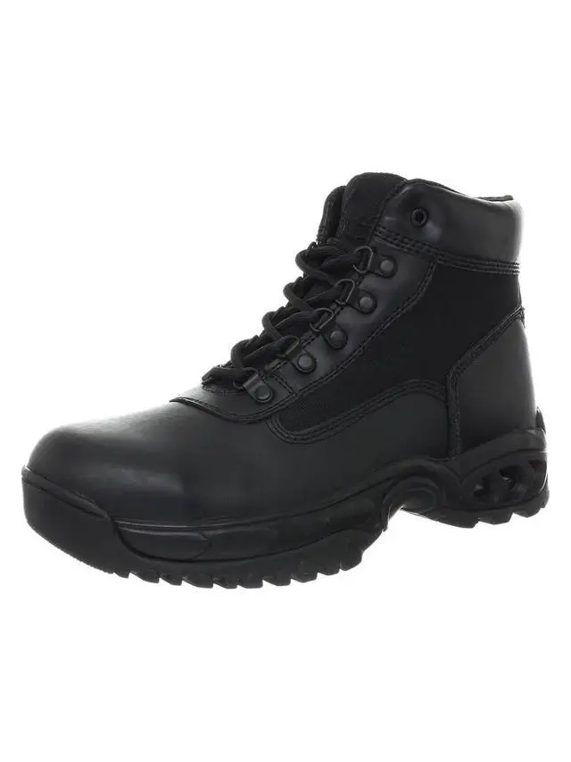 Alt view image 6 of 7 - Ridge Men Steel Toe Leather Non-Slip Tactical Military Work Black Shoe Boot - Size 8W