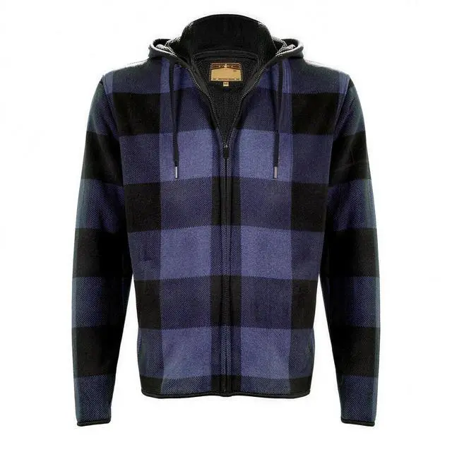 Main image of Men's Sherpa Lined Flannel Hooded Jacket Full Zip Plaid Warm Winter Coat