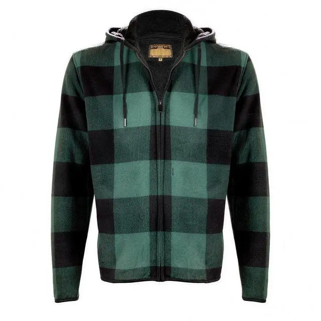 Main image of Men's Sherpa Lined Flannel Hooded Jacket Full Zip Plaid Warm Winter Coat