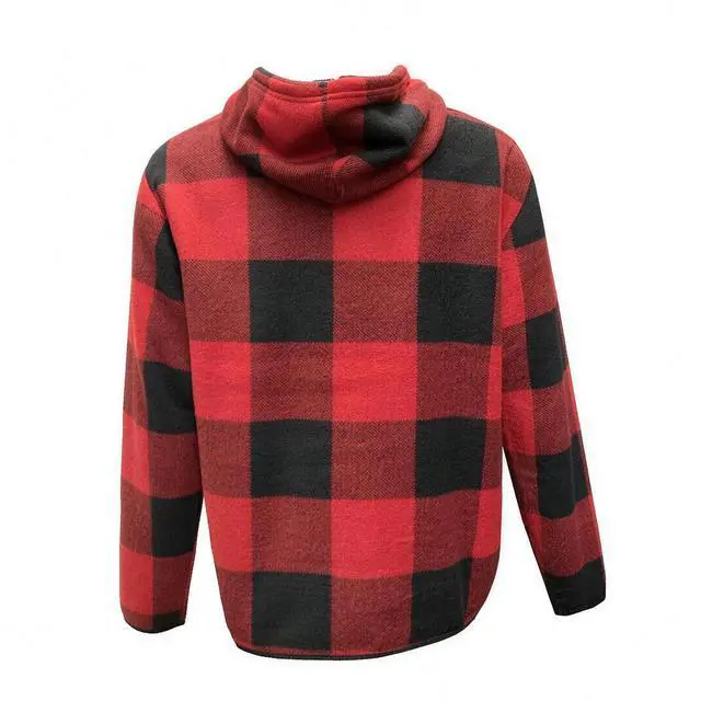 Alt view image 2 of 4 - Men's Sherpa Lined Flannel Hooded Jacket Full Zip Plaid Warm Winter Coat