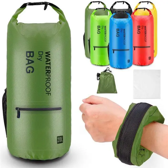 Main image of Waterproof Dry Bag Backpack for Kayaking, Hiking, Camping - 20L Dark Green