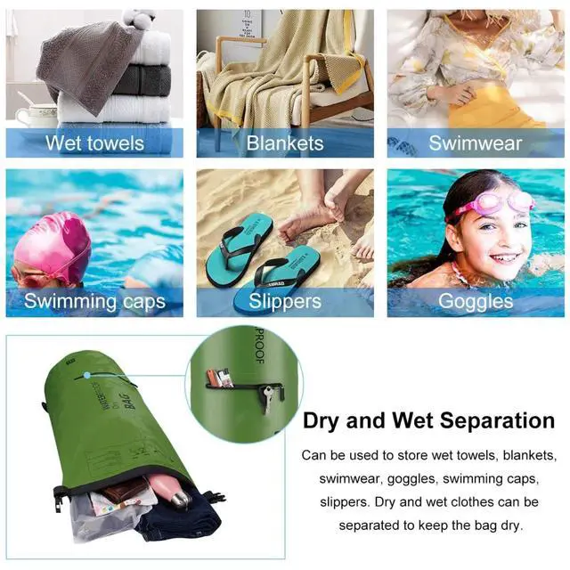 Alt view image 5 of 7 - Waterproof Dry Bag Backpack for Kayaking, Hiking, Camping - 20L Dark Green