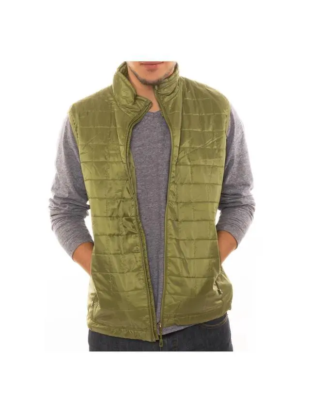 Alt view image 5 of 7 - Men's Puffer Quilted Water Repellent Full Zipper Packable Vest Jacket Coat - Green - Large