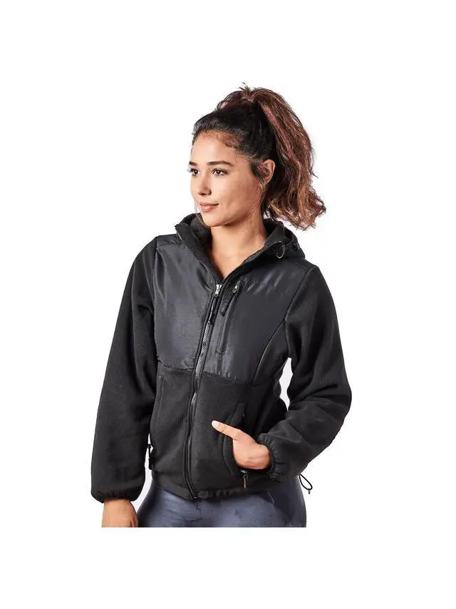 Alt view image 7 of 7 - Alta Women's Two-Tone Full-Zip Fleece Jacket - Black - Large