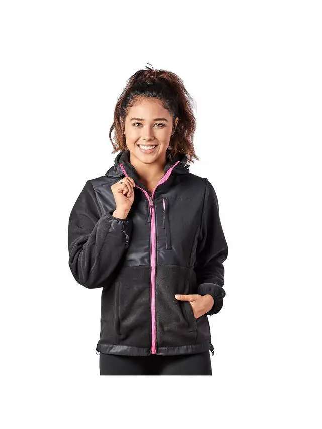 Alt view image 7 of 7 - Alta Women's Two-Tone Full-Zip Fleece Jacket - Black/Pink - X-Large