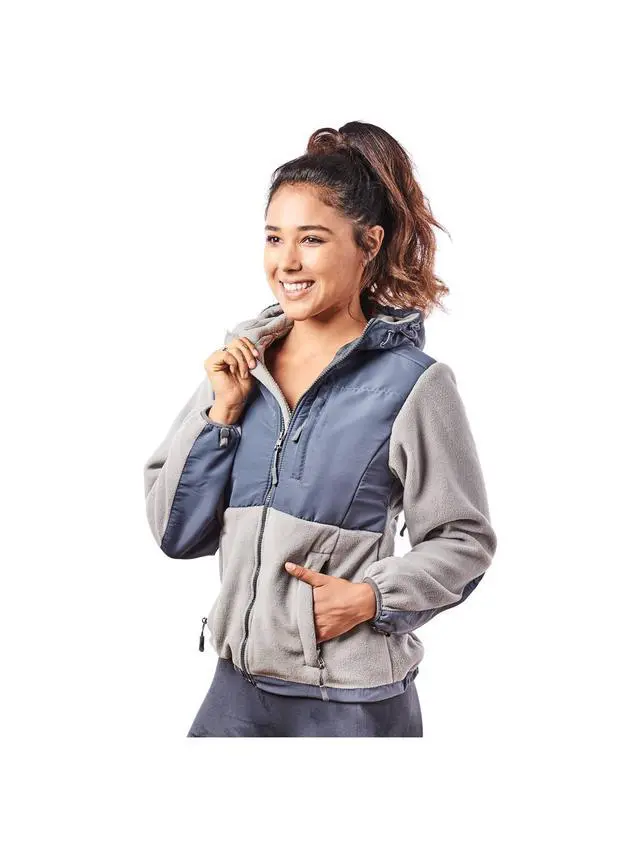 Alt view image 7 of 7 - Alta Women's Two-Tone Full-Zip Fleece Jacket - Light Grey/Steel - X-Large