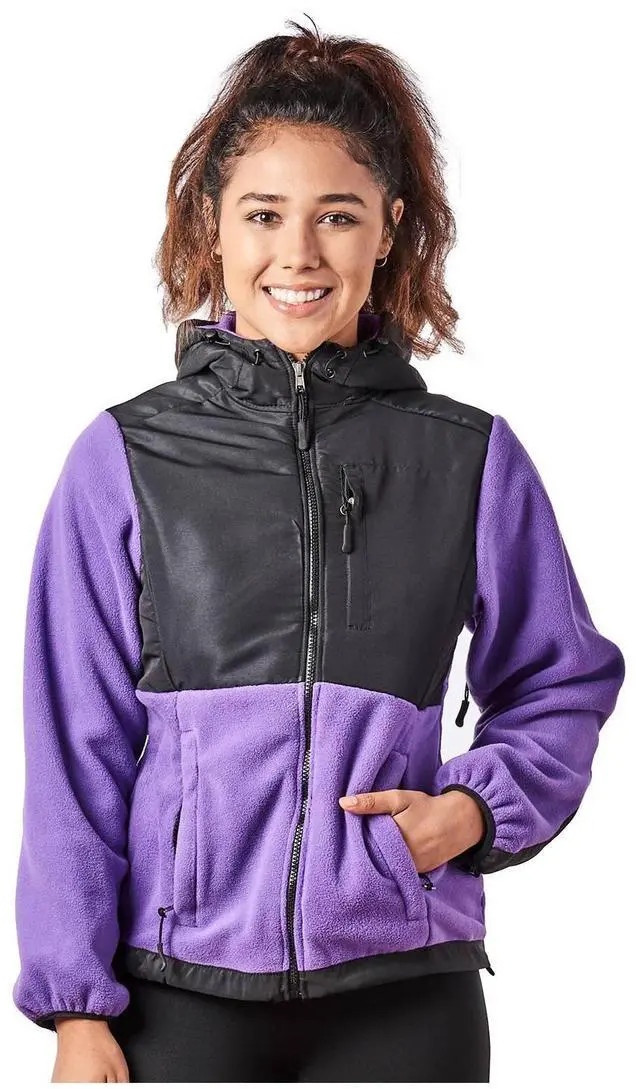Alt view image 6 of 7 - Alta Women's Two-Tone Full-Zip Fleece Jacket - Purple/Black - Medium
