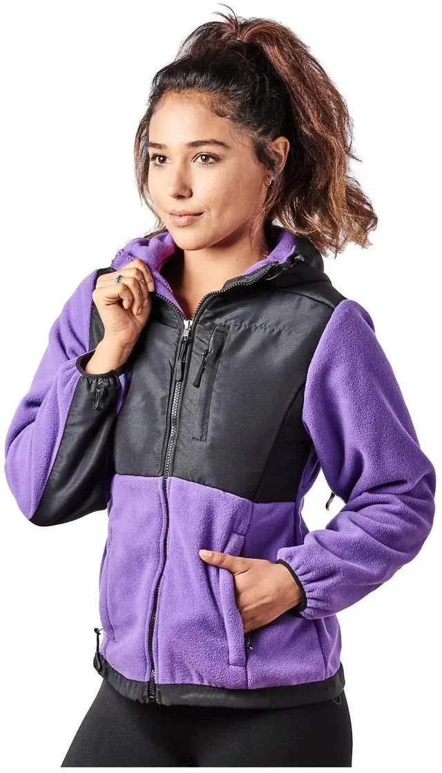 Alt view image 7 of 7 - Alta Women's Two-Tone Full-Zip Fleece Jacket - Purple/Black - Medium
