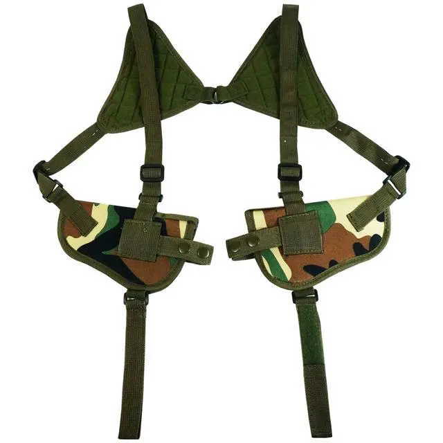 Alt view image 4 of 4 - Every Day Carry Tactical Under Arm Shoulder Double Pistol Holster Pouch - Camo