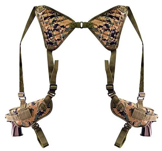 Alt view image 4 of 7 - Every Day Carry Tactical Under Arm Shoulder Double Pistol Holster - Digital Camo