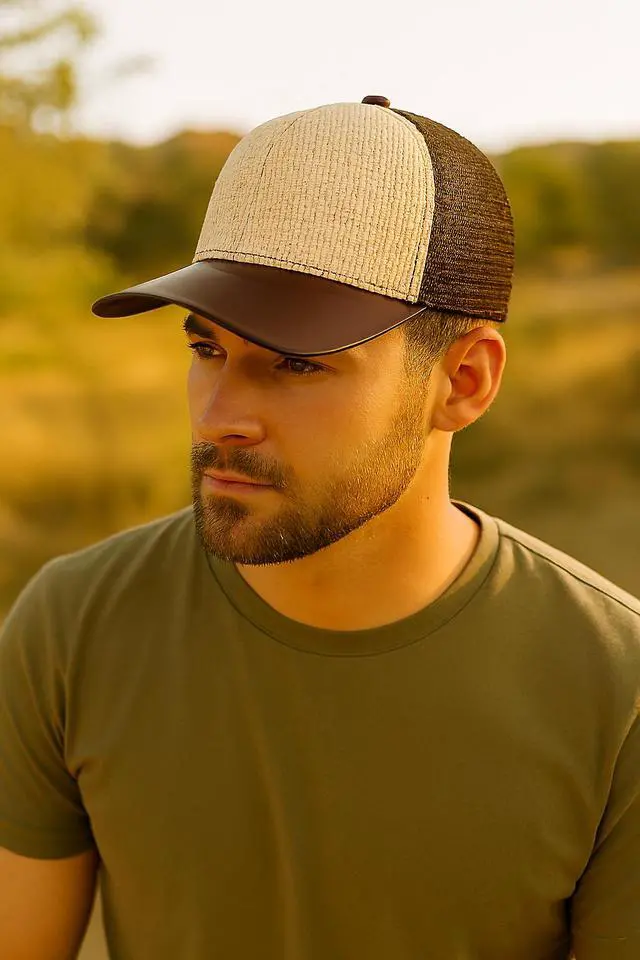 Alt view image 2 of 2 - Straw Mesh Trucker Hat Adjustable Summer Baseball Cap for Men Lightweight Black