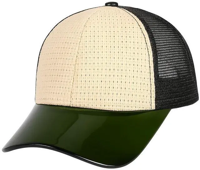 Main image of Straw Mesh Trucker Hat Adjustable Summer Baseball Cap for Men Lightweight Green
