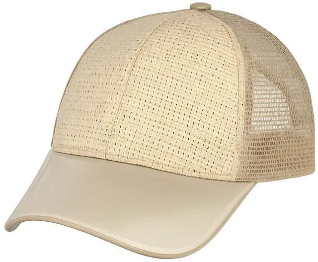 Main image of Straw Mesh Trucker Hat Adjustable Summer Baseball Cap for Men Lightweight Khaki
