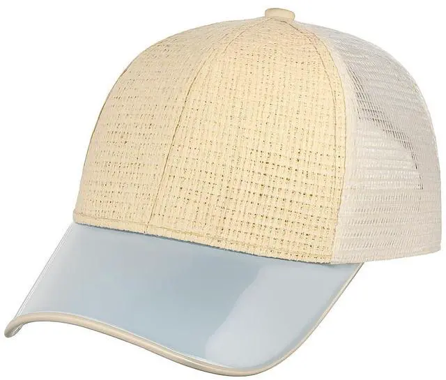 Main image of Straw Mesh Trucker Hat Adjustable Summer Baseball Cap for Men - Lightweight Tan