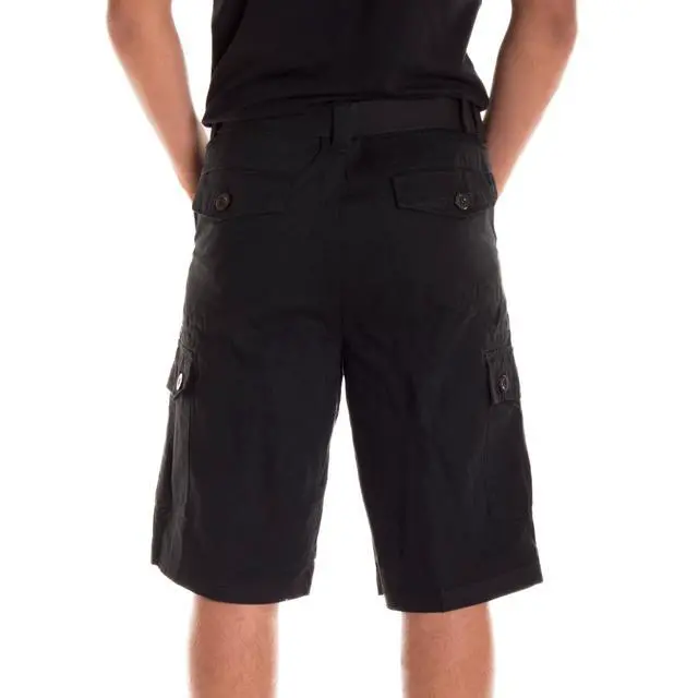 Alt view image 3 of 6 - Alta Designer Fashion Men's Cargo Shorts, Twill Belt Included - Black Size 30