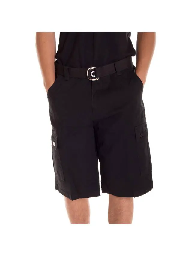 Alt view image 4 of 6 - Alta Designer Fashion Men's Cargo Shorts, Twill Belt Included - Black Size 30