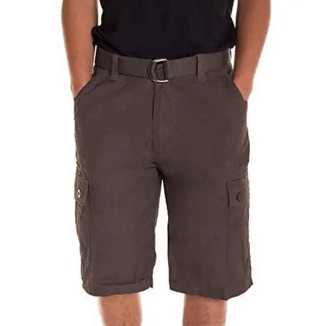 Alt view image 4 of 7 - Alta Designer Fashion Men's Cargo Shorts, Twill Belt Included - Coffee Size 34