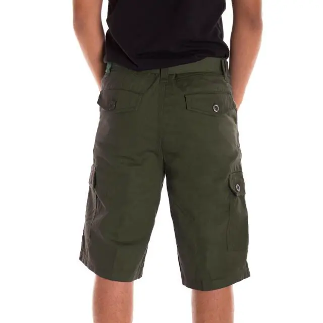 Alt view image 3 of 6 - Alta Designer Fashion Men's Cargo Shorts, Twill Belt Included - Green Size 32