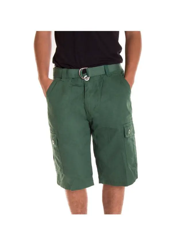 Alt view image 4 of 6 - Alta Designer Fashion Men's Cargo Shorts, Twill Belt Included - Green Size 32