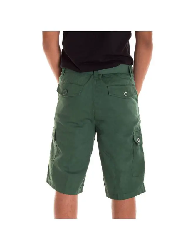 Alt view image 6 of 6 - Alta Designer Fashion Men's Cargo Shorts, Twill Belt Included - Green Size 32