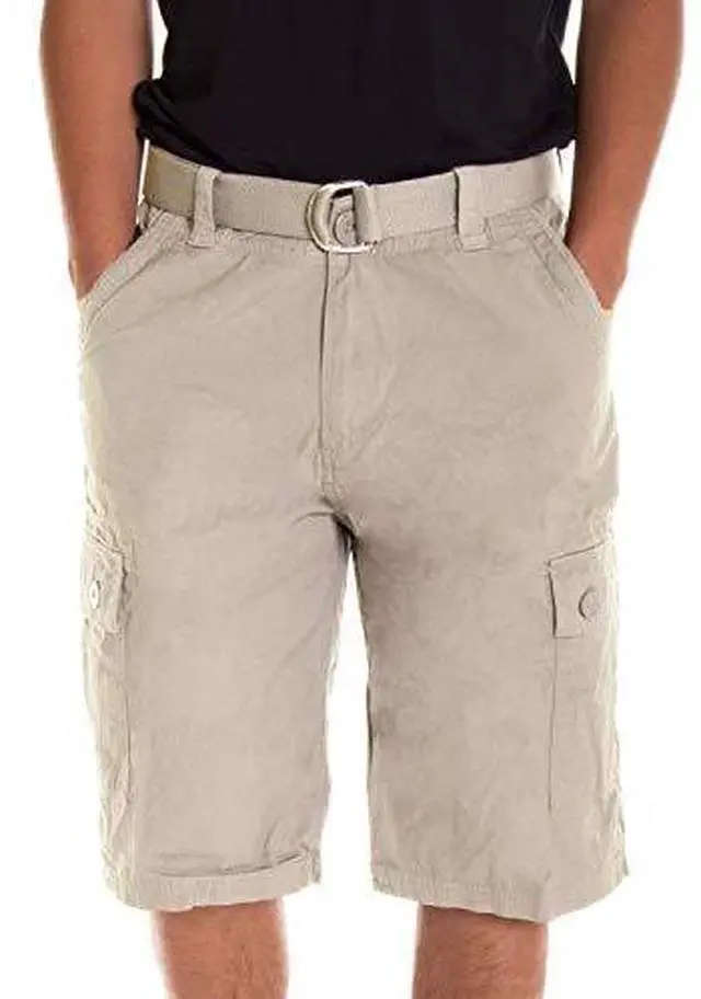 Alt view image 4 of 7 - Alta Designer Fashion Men's Cargo Shorts, Twill Belt Included - Khaki Size 30