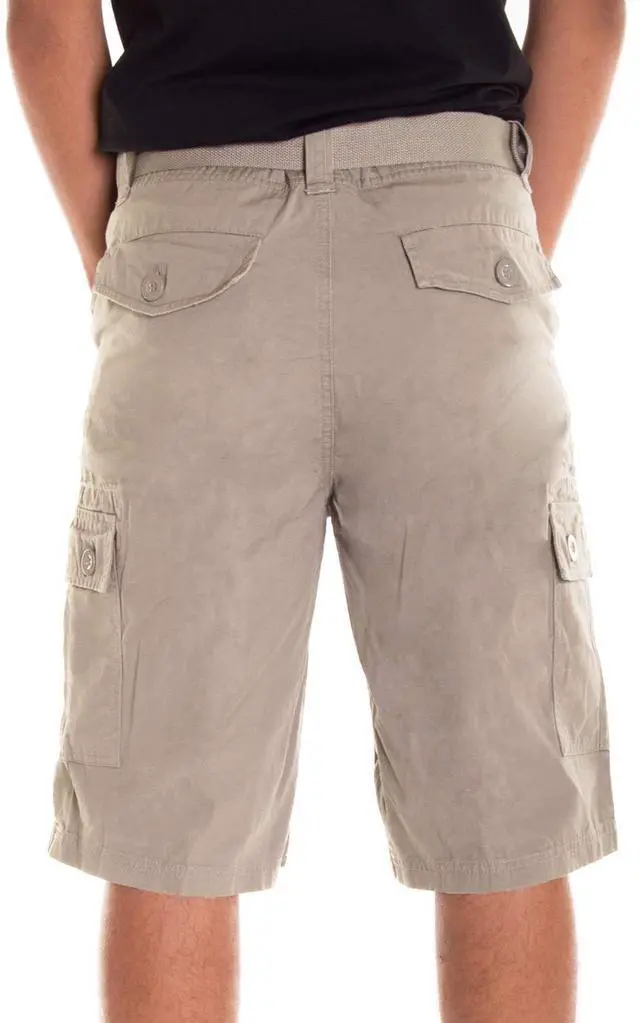 Alt view image 6 of 7 - Alta Designer Fashion Men's Cargo Shorts, Twill Belt Included - Khaki Size 30