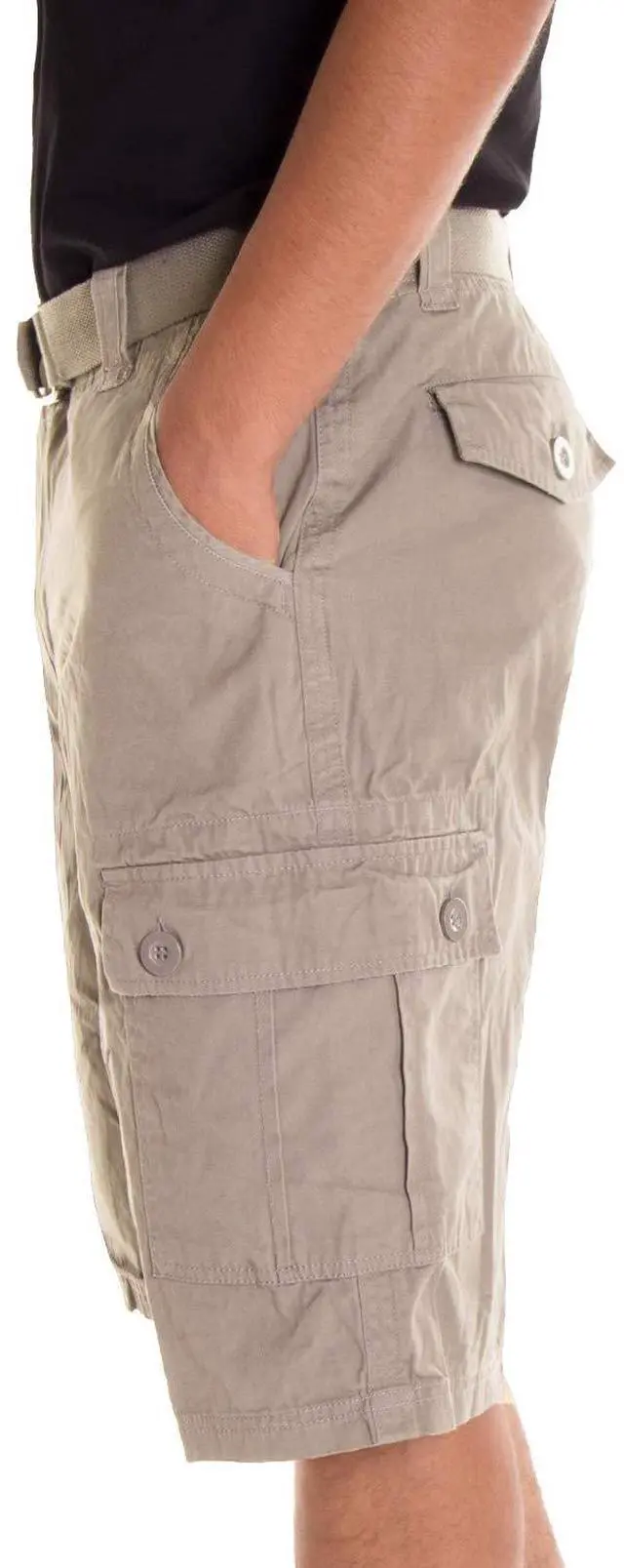 Alt view image 7 of 7 - Alta Designer Fashion Men's Cargo Shorts, Twill Belt Included - Khaki Size 30