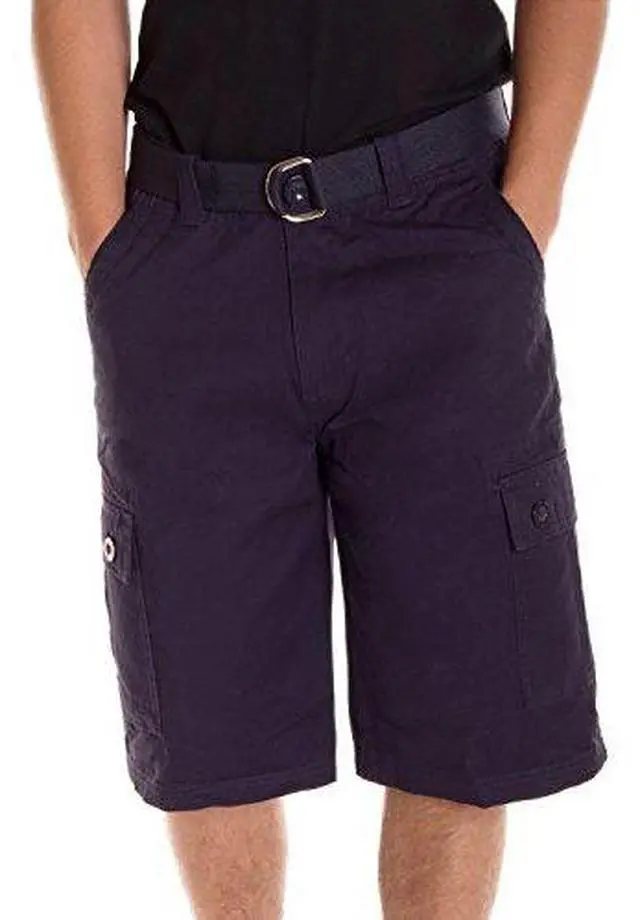 Alt view image 4 of 7 - Alta Designer Fashion Men's Cargo Shorts, Twill Belt Included - Navy Size 42