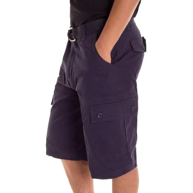 Alt view image 6 of 7 - Alta Designer Fashion Men's Cargo Shorts, Twill Belt Included - Navy Size 42
