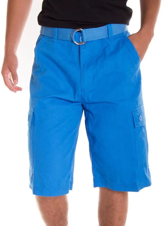 Main image of Alta Designer Fashion Men's Cargo Shorts, Twill Belt Included - Sky Blue Size 34
