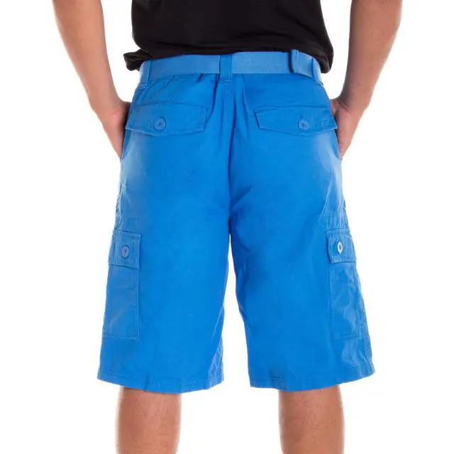 Alt view image 3 of 6 - Alta Designer Fashion Men's Cargo Shorts, Twill Belt Included - Sky Blue Size 34