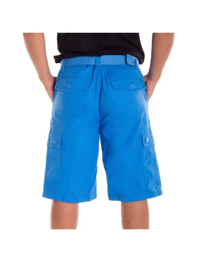 Alt view image 6 of 6 - Alta Designer Fashion Men's Cargo Shorts, Twill Belt Included - Sky Blue Size 34