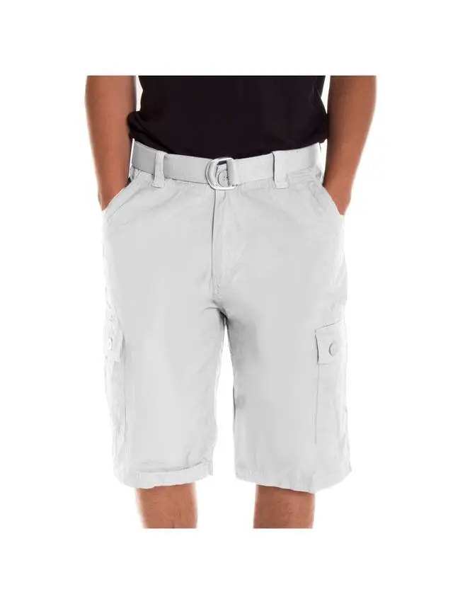 Alt view image 2 of 4 - Alta Designer Fashion Men's Cargo Shorts, Twill Belt Included - White Size 32