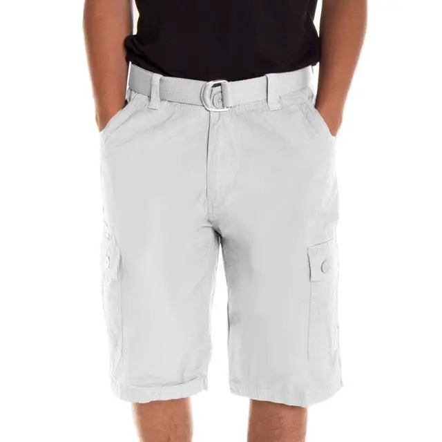 Alt view image 4 of 4 - Alta Designer Fashion Men's Cargo Shorts, Twill Belt Included - White Size 32
