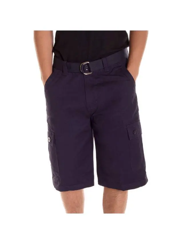 Alt view image 4 of 6 - Alta Designer Fashion Men's Cargo Shorts, Twill Belt Included - Navy Size 38