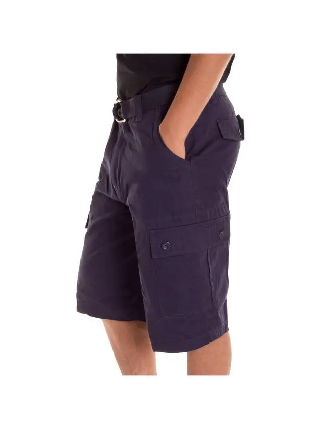 Alt view image 5 of 6 - Alta Designer Fashion Men's Cargo Shorts, Twill Belt Included - Navy Size 38