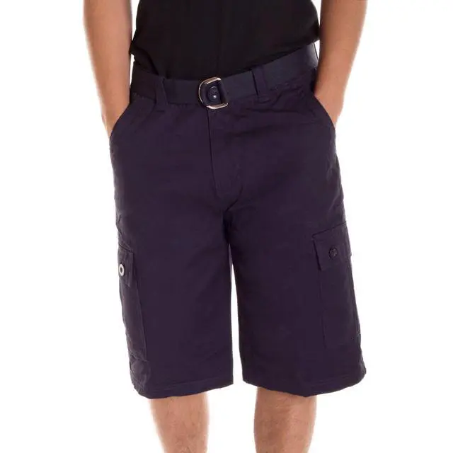 Alt view image 5 of 7 - Alta Designer Fashion Men's Cargo Shorts, Twill Belt Included - Navy Size 42