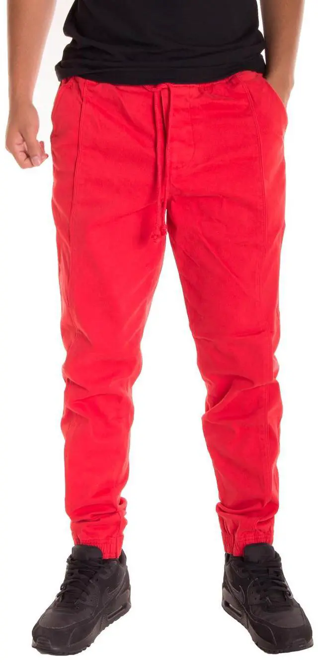 Main image of Alta Fashion Men's Casual Jogger Pants with Expandable Waist - Red - Extra Large