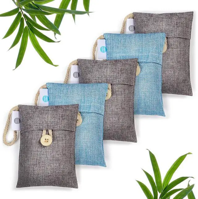 Main image of Bamboo Charcoal Air Purifying Bags 5-Pack Odor Eliminator & Moisture Absorber