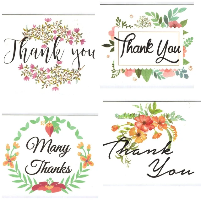 Main image of Altatac 100 Floral All Occasions Envelopes Thank You Table Notes Cards Set 4x6 Inch Bulk Pack for Baby and Bridal Shower High Quality Party Supplies with Watercolor Design