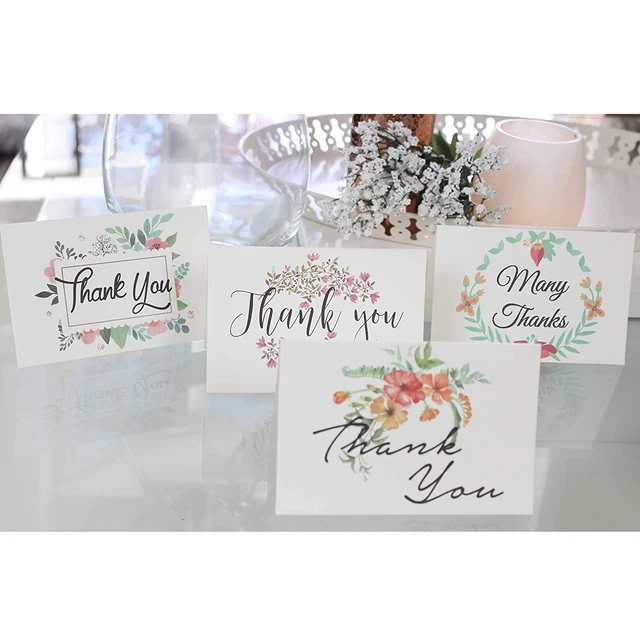 Alt view image 3 of 7 - Altatac 100 Floral All Occasions Envelopes Thank You Table Notes Cards Set 4x6 Inch Bulk Pack for Baby and Bridal Shower High Quality Party Supplies with Watercolor Design