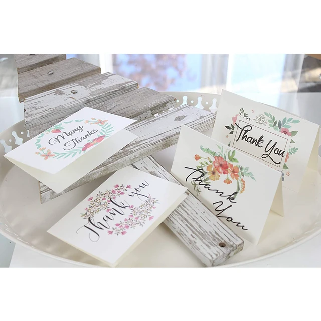 Alt view image 4 of 7 - Altatac 100 Floral All Occasions Envelopes Thank You Table Notes Cards Set 4x6 Inch Bulk Pack for Baby and Bridal Shower High Quality Party Supplies with Watercolor Design